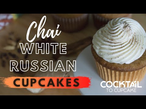 Boozy Chai Cupcakes | Chai White Russian cupcakes recipe with vodka chai buttercream and filling