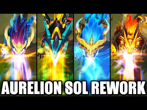 All Aurelion Sol Skins Spotlight Rework 2023 (League of Legends)