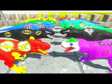 Speed Race Championship Team Superhero Tyrannosaurus Rex Dc Marvel - Animal Revolt Battle Simulator