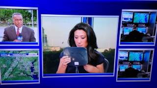 NBC 4 News Blooper. Eun Yang doing her hair.