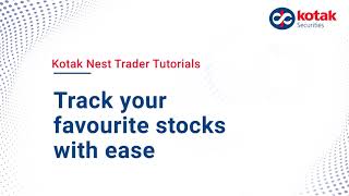 How to create your own watchlist   How to create Watchlists on NEST Trading Terminal