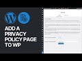 How To Create & Add a Privacy Policy Page on Your WordPress Website For Free? ⚖️