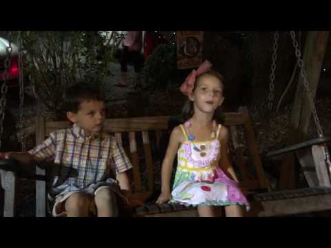 Finn and Anna Grace swinging at Fantasy Isle Ice Cream 7/16/17