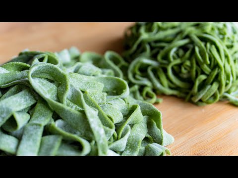 Easy Homemade Pasta Recipe. How to Make Green Noodles at Home.