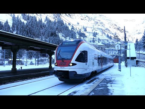 Züge auf der Gotthardbahn-Winter 2017-Göschenen