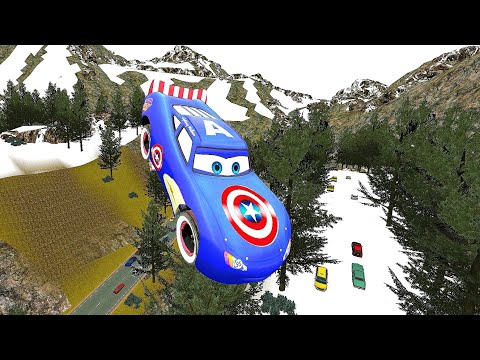GTA 4 Captain America Lightning McQueen Car Damage Mod Testing Ep. 2