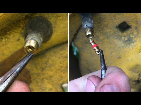 REMOVE schrader “valve core” with pliers (tire valve stem core)