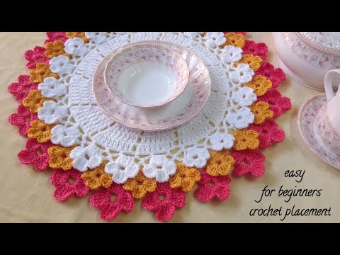 सीखने वालों के लिए सबसे आसान how to crochet round placement/crochet thalposh design/crochet doily