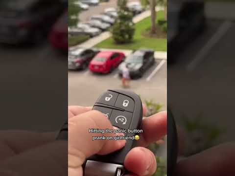 Hitting the panic button on my car to see my girlfriends reaction😱