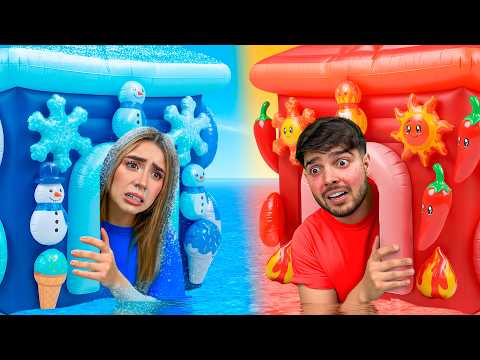 24 HOURS in a WATER BUNKER: COLD vs HOT!!