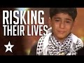 Download Lagu Kids Of Palestine Risk Lives To Show Their Talent Winning Golden Buzzer! العربية حصلت على المواهب Mp3 Free