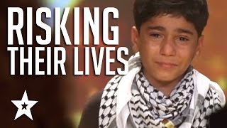 Kids Of Palestine Risk Lives To Show Their Talent Winning Golden Buzzer! العربية حصلت على المواهب