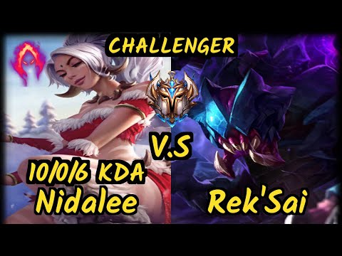 OGBCN Zanzarah (NIDALEE) vs REK'SAI - 10/0/6 KDA JUNGLE CHALLENGER GAMEPLAY - EUW