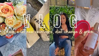 #vlogtober : I talk a lot, new skin care, diet change & grwm for a family dinner