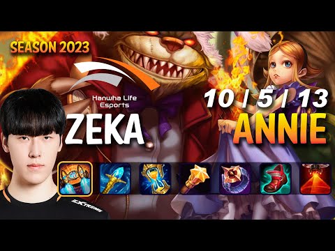 HLE Zeka ANNIE vs TRISTANA Mid - Patch 13.13 KR Ranked