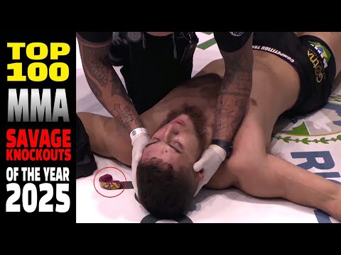 TOP 100 MMA SAVAGE KNOCKOUTS in 2025 👑