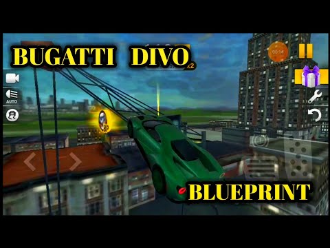 Extreme car driving simulator Bugatti divo collectable |Blueprint |in tha front of crane