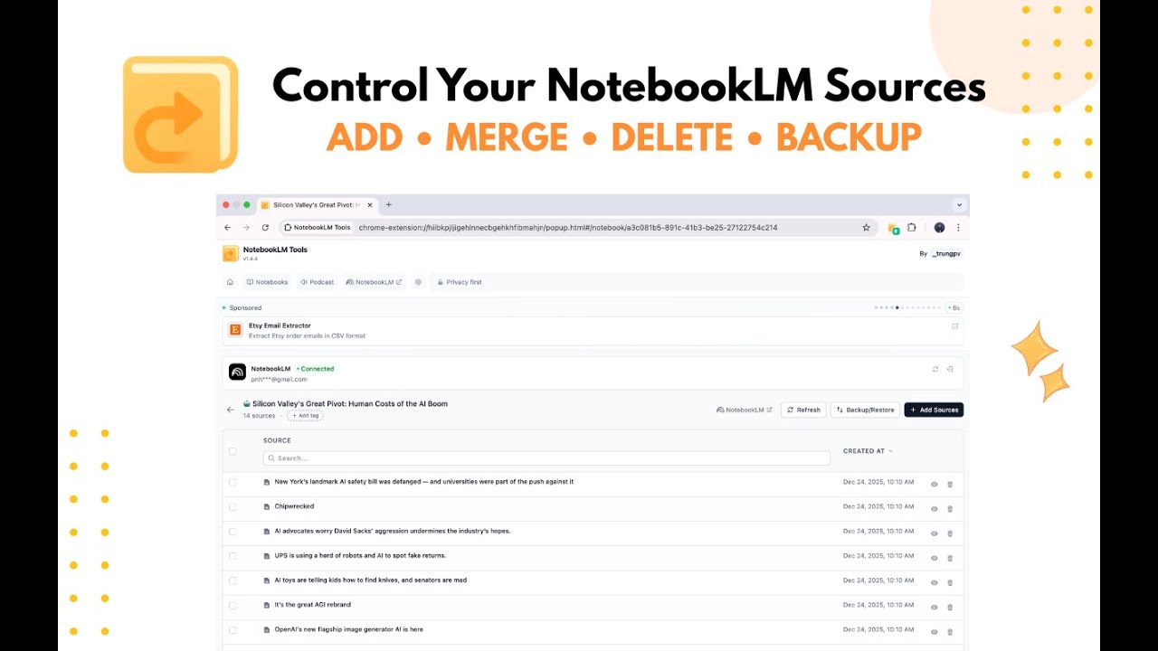 NotebookLM Tools: How to Manage NotebookLM Sources at Scale (Delete, Add, Merge, Backup & Restore)