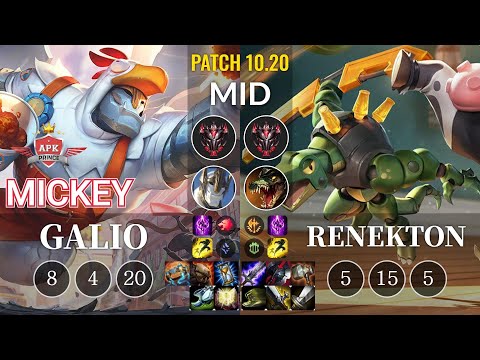 APK Mickey Galio vs Renekton Mid - KR Patch 10.20