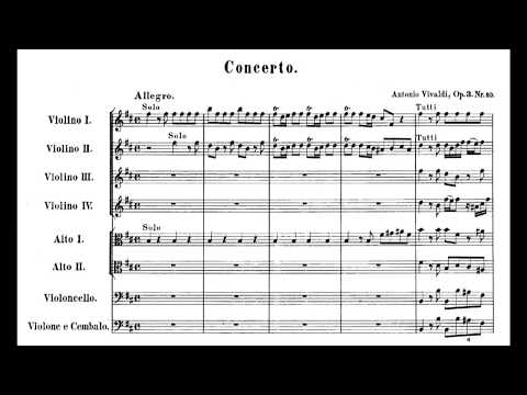 A. Vivaldi - Concerto for 4 Violins in B minor - RV580 - Score sheet music - l Mov.