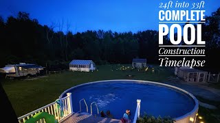 From Dirt to Dive-In: Complete Above Ground Pool Construction | 24ft to 33ft Timelapse
