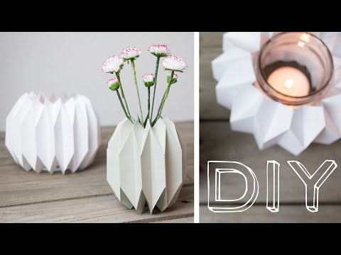 DIY - geometrische Vase & Windlicht im Origamidesign falten