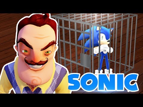 MINECRAFT | HELLO NEIGHBOUR TRAPS SONIC & HIS GOLD RINGS IN THE BASEMENT!!