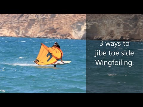 Wing Foil jibe, 3 ways, toe side in Cyprus.