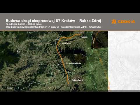 Visualization of S7 Zakopianka, section Lubień - Rabka-Zdrój (12/2016)
