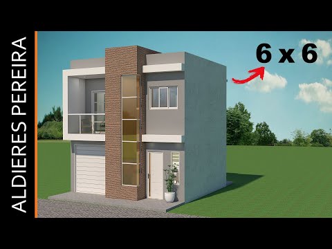 Projeto de casa 6x6 com 2 quartos e garagem – casa para família