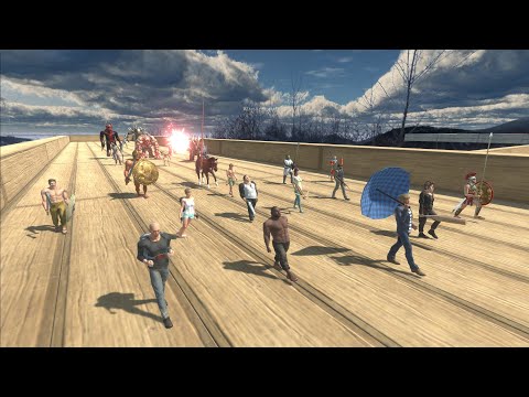 Humans tying to escape from Infernals - Animal Revolt Battle Simulator