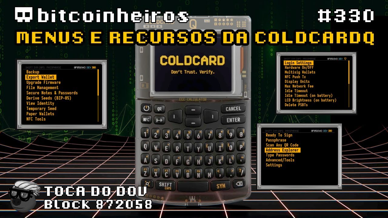 Coldcard Q - Navegando pelos menus e funções exclusivas