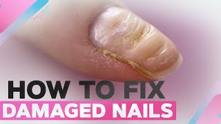 How to Fix Damaged Nails | Short Square Polygel Nails with Stamping