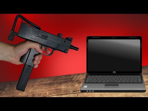 Machine gun Co2 airsoft vs laptop - experiment and review Mac 11