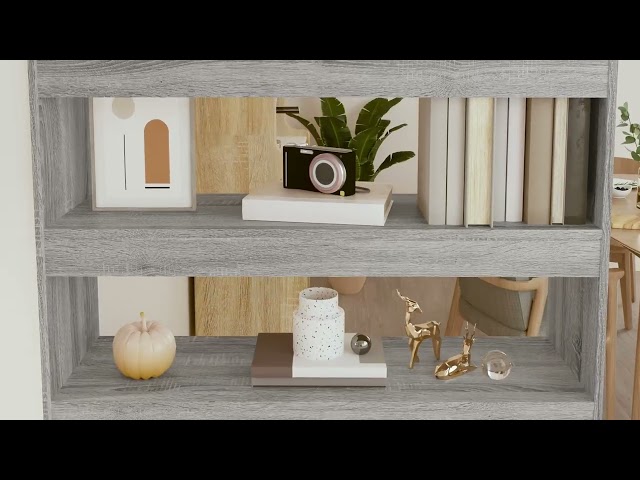Video teaser per 813639 vidaXL Book CabinetRoom Divider Grey Sonoma 100x30x166 cm