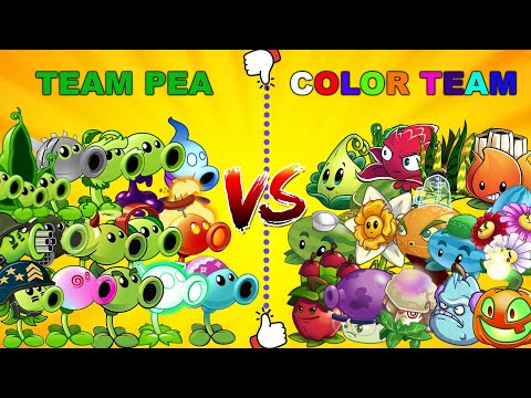 Team PEA  vs COLOR Team - Who Will Win? - PvZ 2 Team Plant vs Team Plant
