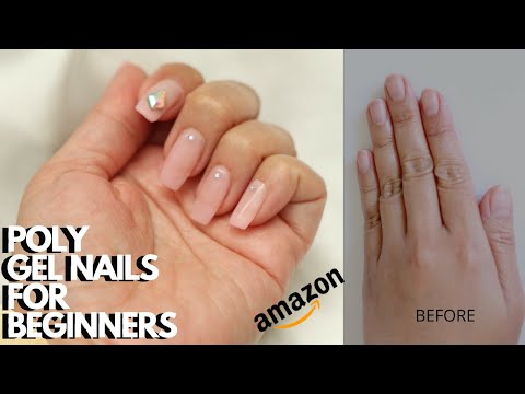 Glassy nude nails How to |  ft GERSHION Poly gel extension  KIT FROM AMAZON!