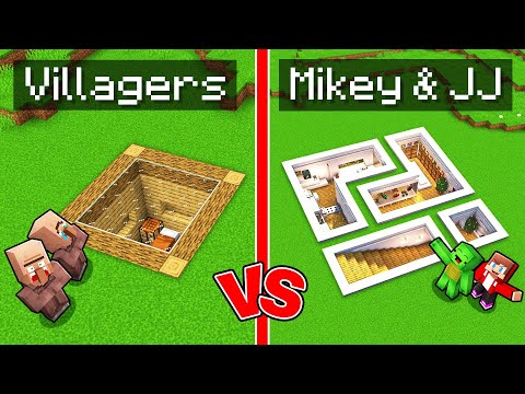 Villagers POOR vs JJ & Mikey RICH Underground House Battle in Minecraft (Maizen)
