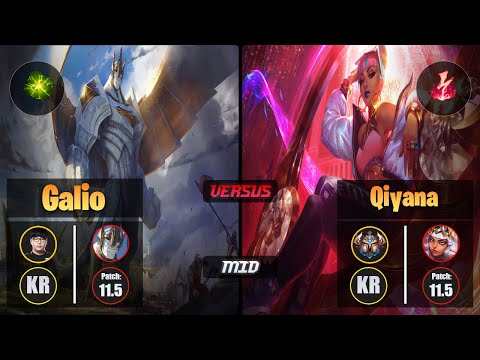Lava GALIO (Mid) [Aftershock] VS QIYANA - Challenger KR Patch 11.5