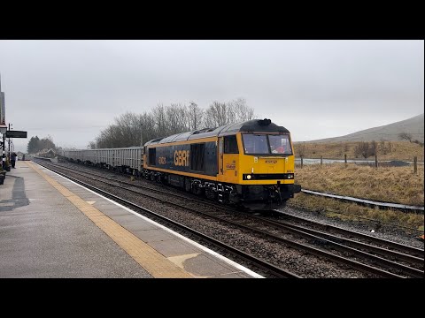 Freight trains at Carlisle and ribblehead featuring GBRF 60021 DRS 37218