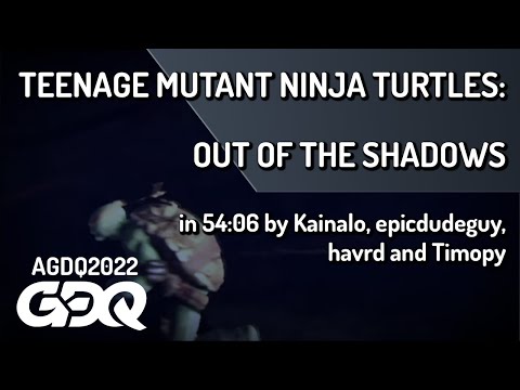 TMNT: Out of the Shadows by Kainalo, epicdudeguy, havrd and Timopy in 54:06 - AGDQ 2022 Online