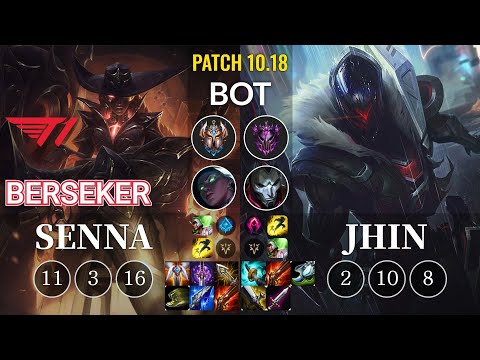 T1 Berseker Senna vs Jhin Bot - KR Patch 10.18