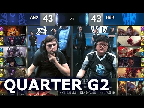 H2K vs ANX - Game 2 Quarter Finals Worlds 2016 | LoL S6 World Championship H2K vs Albus Nox Luna G2