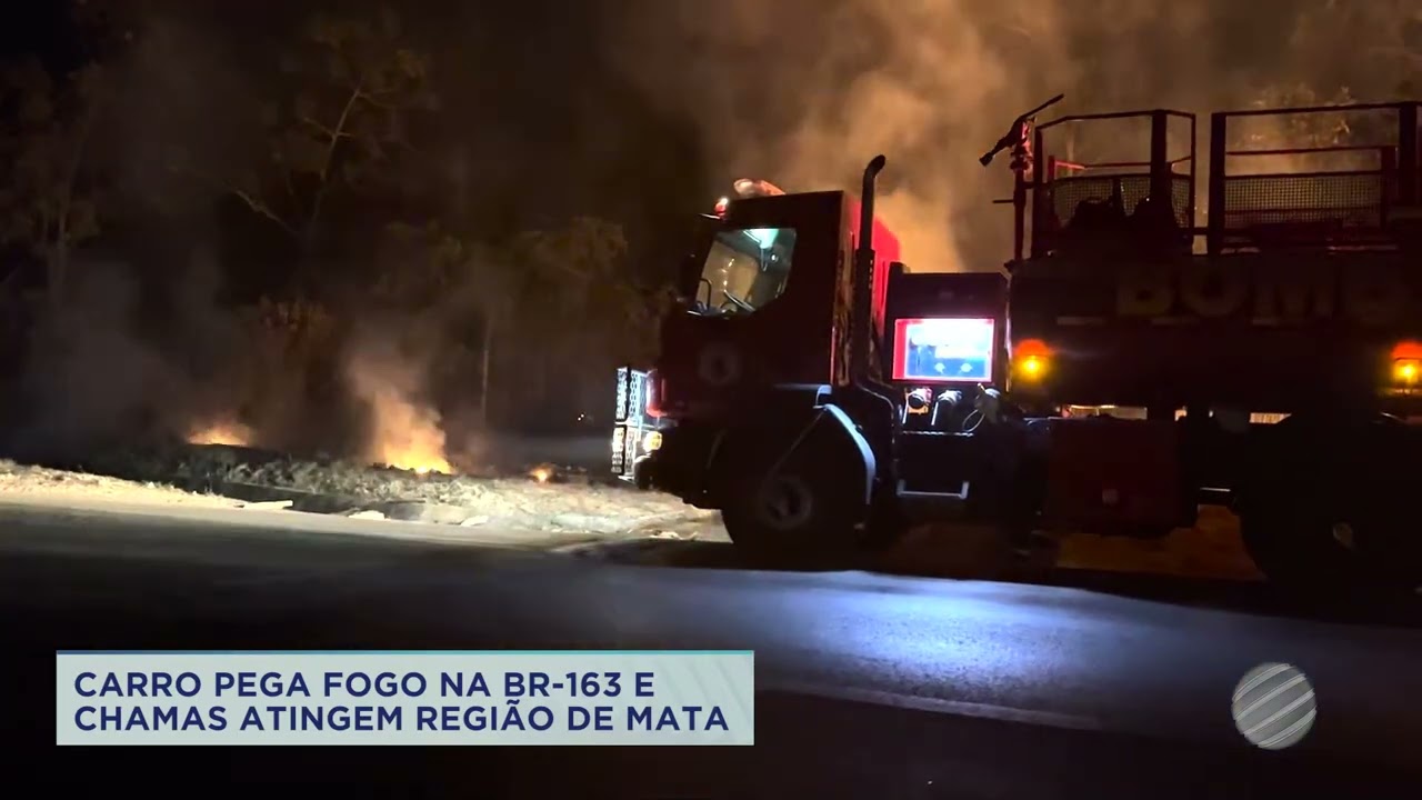 AUTOMÓVEL PEGA FOGO NA BR-163 E CHAMAS ATINGEM REGIÃO DE MATA