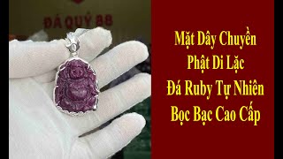 Mặt Dây Chuyền Di Lặc Đá Ruby Tự Nhiên Dáng Đứng  Bọc Bạc Ta Đã Kiểm Định