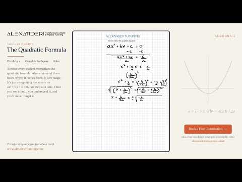 Math Tutoring 35 Deriving the quadratic formula