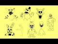 How to draw Five nights at Freddy's 3 characters ...