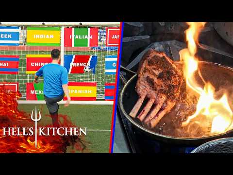 Chefs' Soccer Skills Decide Dishes as Sandra's Lamb Catches Fire | Hell's Kitchen