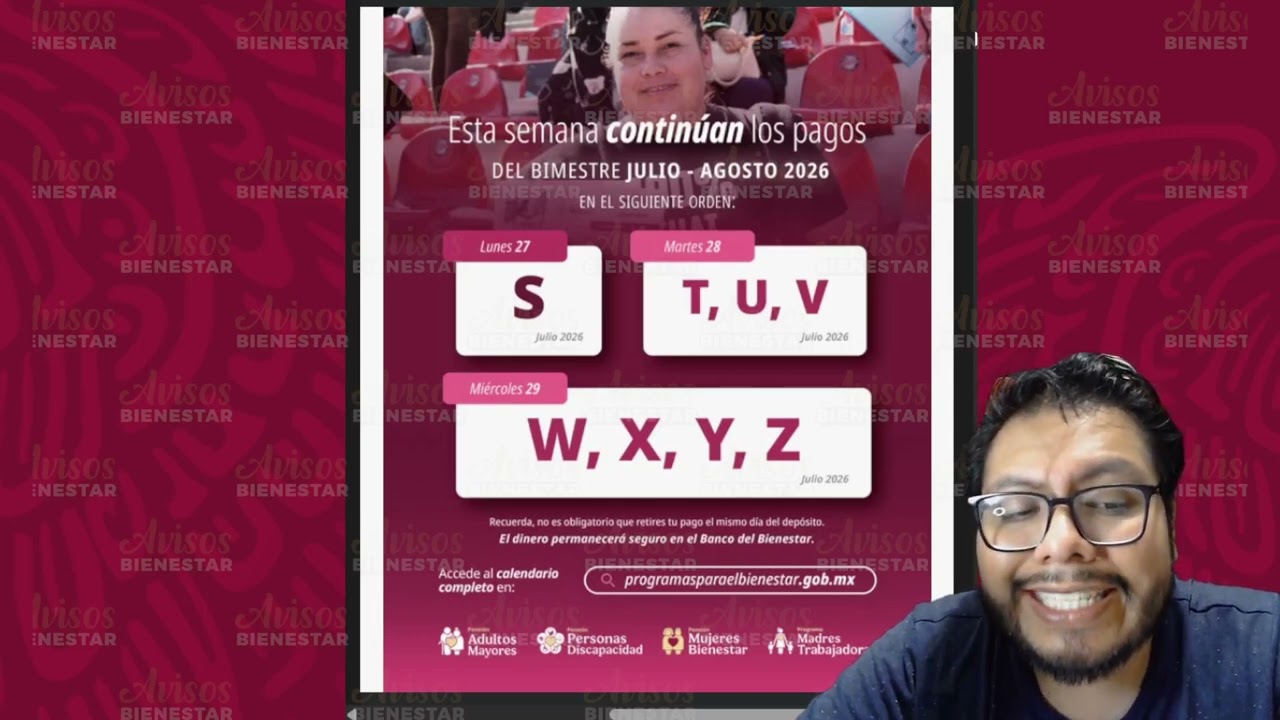 PAGO PENSIÓN BIENESTAR del 27 al 29 julio - agosto, pension bienestar adulto mayor y mujer bienestar
