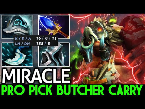 MIRACLE [Pudge] When Pro Pick Butcher Carry 16 Kills 0 Death Dota 2